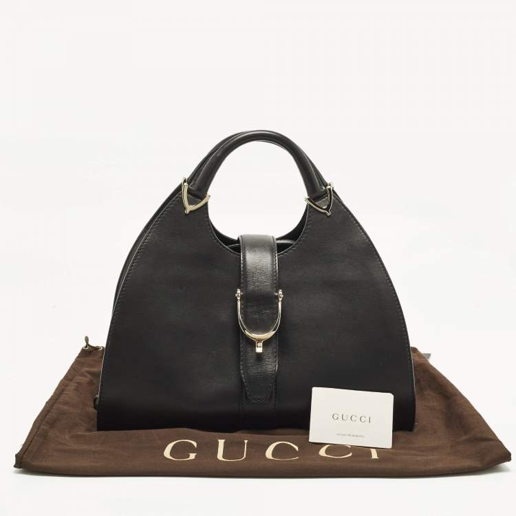 مملوكة مسبقًا حقيبة غوتشي يد علوية ستراب جلد ناعم سوداء