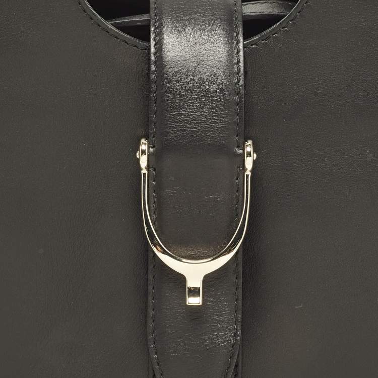 مملوكة مسبقًا حقيبة غوتشي يد علوية ستراب جلد ناعم سوداء