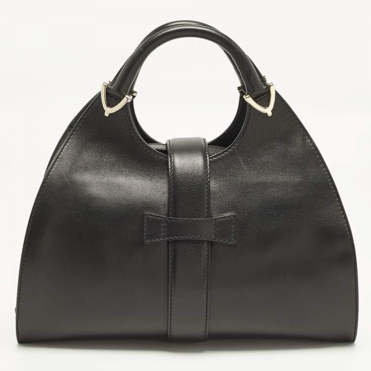 مملوكة مسبقًا حقيبة غوتشي يد علوية ستراب جلد ناعم سوداء