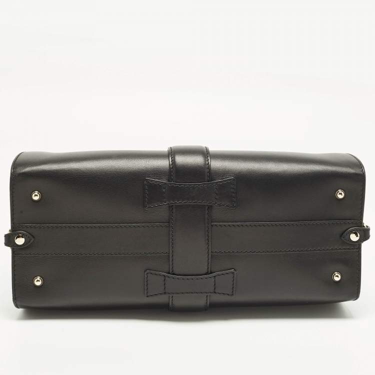 مملوكة مسبقًا حقيبة غوتشي يد علوية ستراب جلد ناعم سوداء