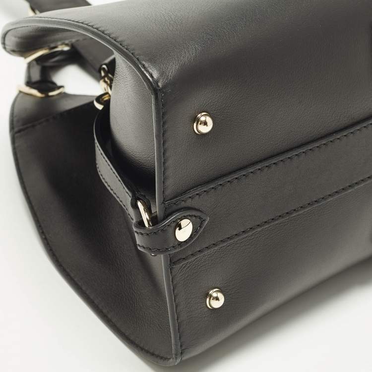 مملوكة مسبقًا حقيبة غوتشي يد علوية ستراب جلد ناعم سوداء