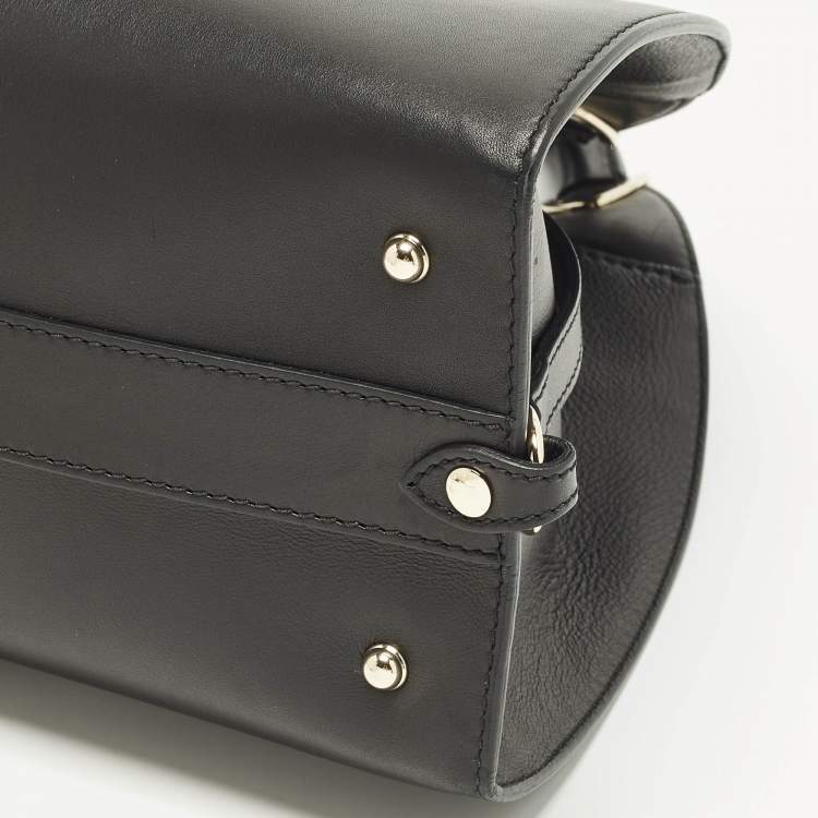 مملوكة مسبقًا حقيبة غوتشي يد علوية ستراب جلد ناعم سوداء