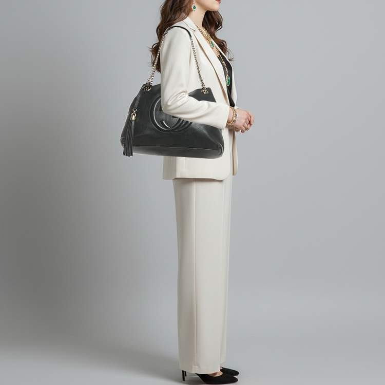 Pre Owned Gucci Soho Chain Medium Black Leather Shoulder Bag