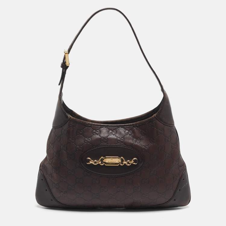 مملوكة مسبقًا Gucci Punch Dark Brown Guccissima Leather Hobo
