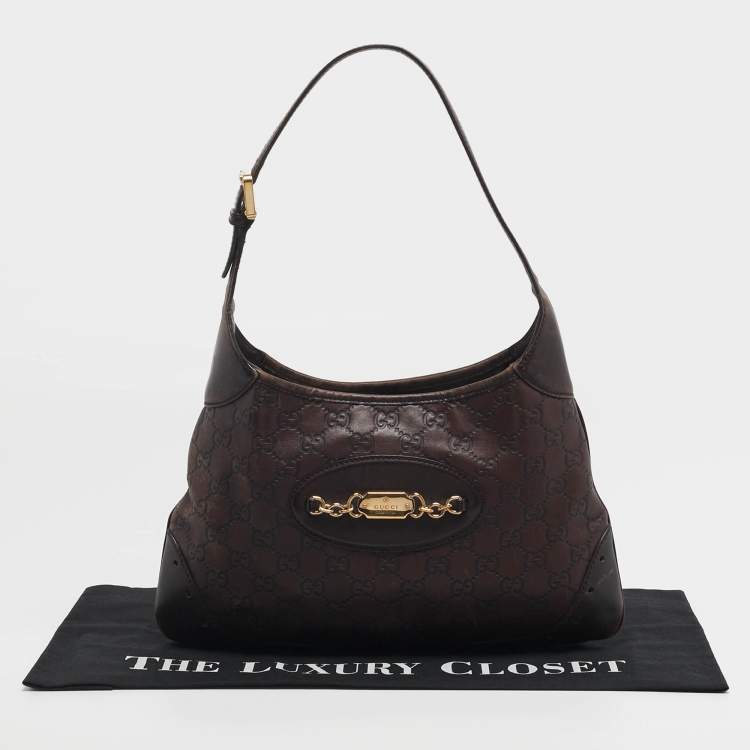 مملوكة مسبقًا Gucci Punch Dark Brown Guccissima Leather Hobo