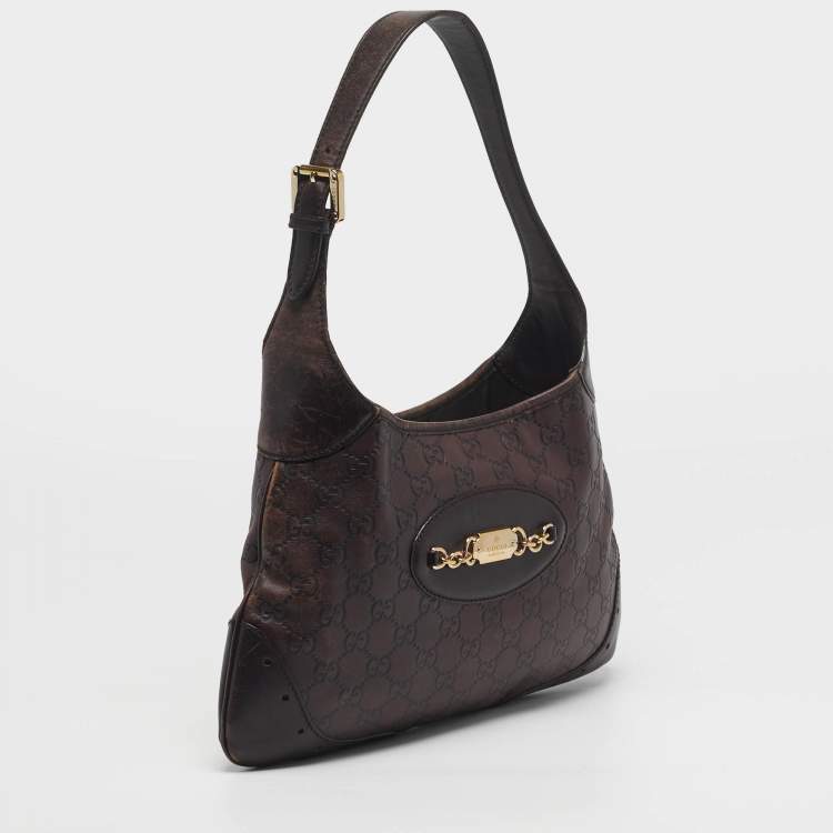 مملوكة مسبقًا Gucci Punch Dark Brown Guccissima Leather Hobo