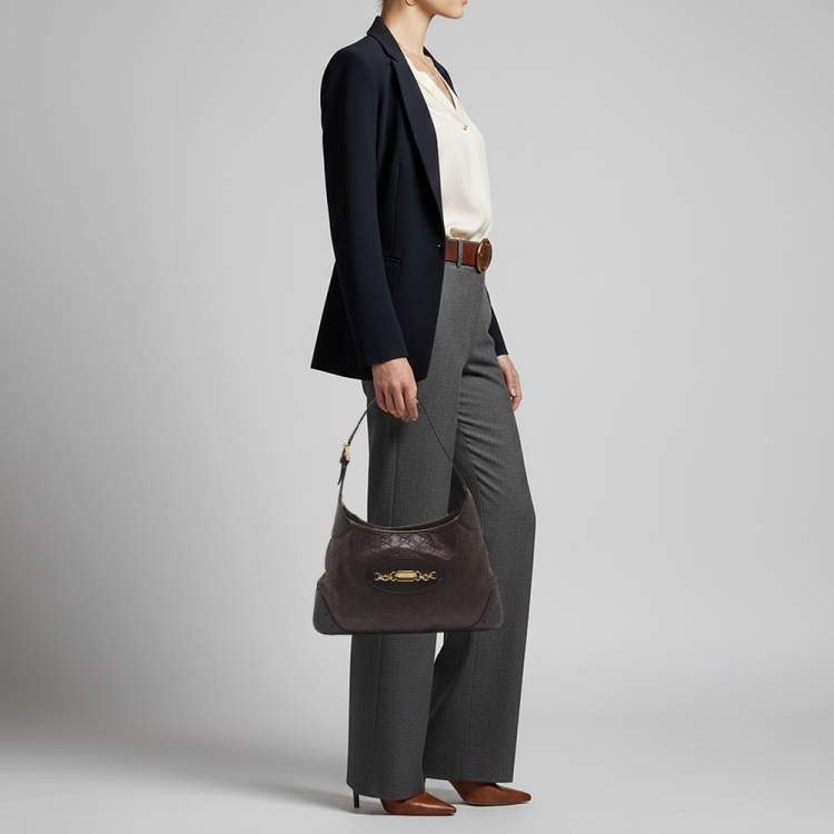 مملوكة مسبقًا Gucci Punch Dark Brown Guccissima Leather Hobo