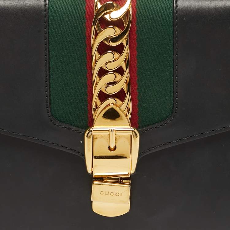 Pre Owned Gucci Sylvie Black Small Leather Shoulder Bag