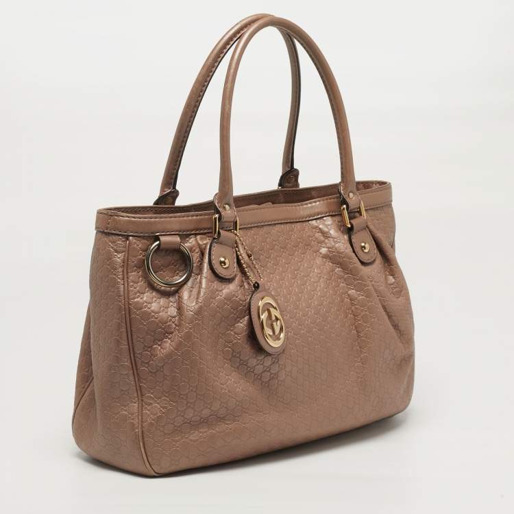 Pre Owned Gucci Sukey Metallic Pink Guccissima Leather Tote