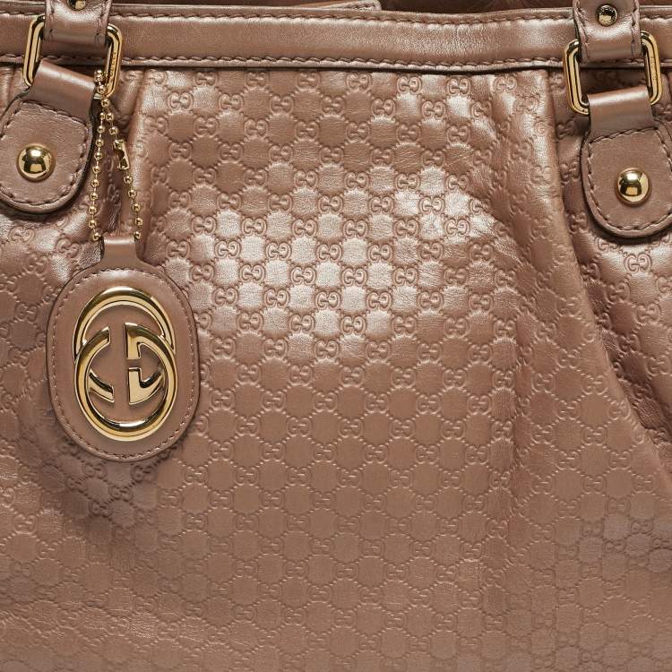 Pre Owned Gucci Sukey Metallic Pink Guccissima Leather Tote