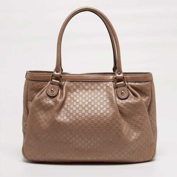 Pre Owned Gucci Sukey Metallic Pink Guccissima Leather Tote