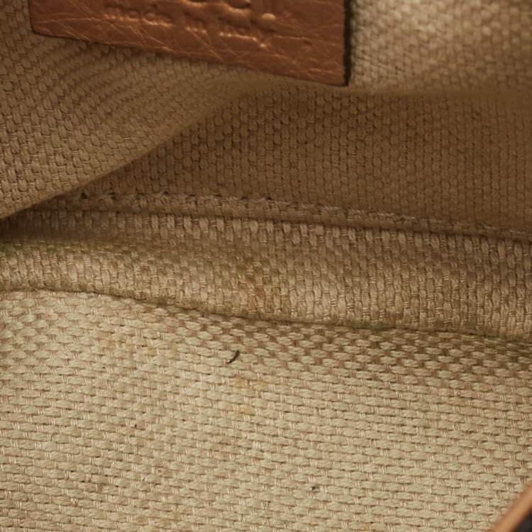 Pre Owned Gucci Soho Flap Chain Beige Leather Crossbody Bag