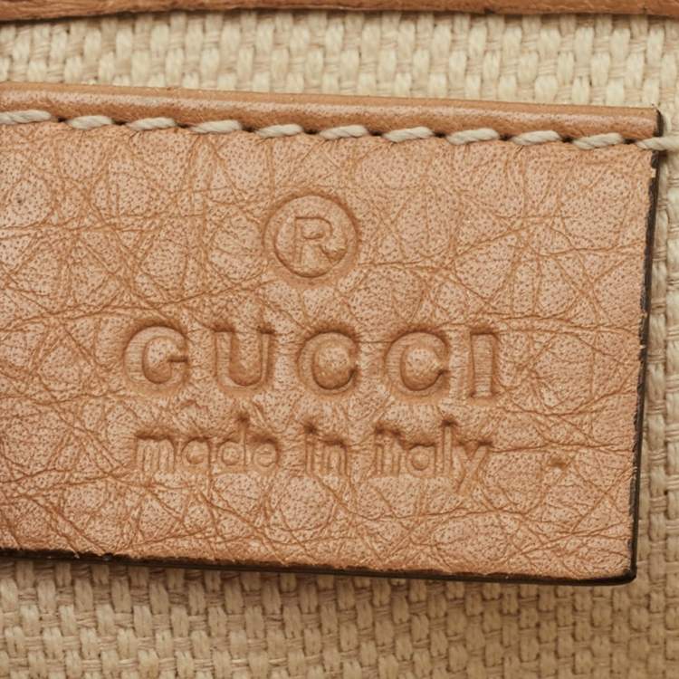 Pre Owned Gucci Soho Flap Chain Beige Leather Crossbody Bag