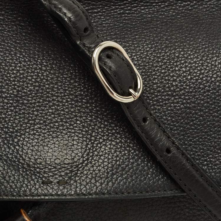 Pre Owned Gucci Bamboo Daily Tassel Black Leather Shoulder Bag