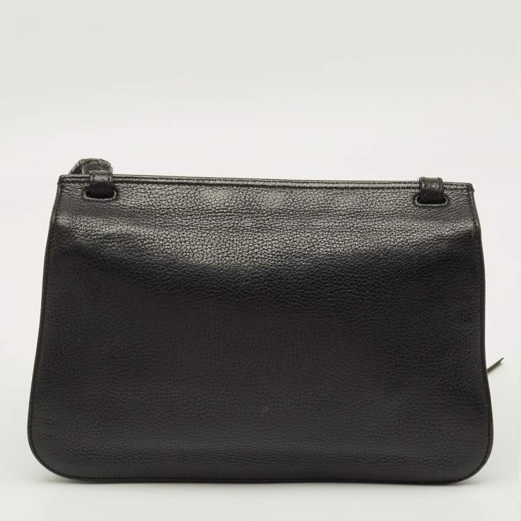 Pre Owned Gucci Bamboo Daily Tassel Black Leather Shoulder Bag