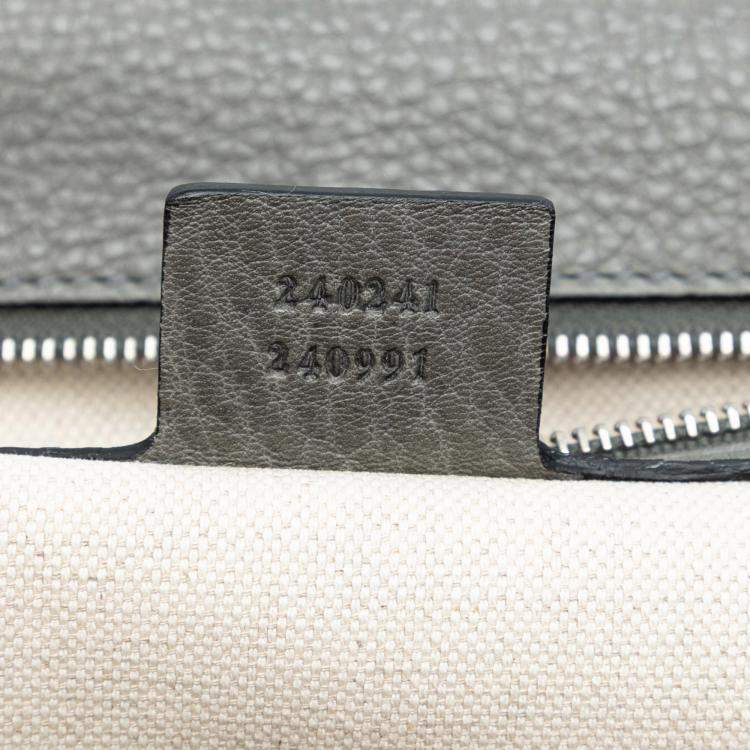 Pre Owned Gucci Large Pebbled Calfskin New Bamboo Top Handle Bag