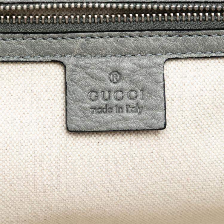 Pre Owned Gucci Large Pebbled Calfskin New Bamboo Top Handle Bag