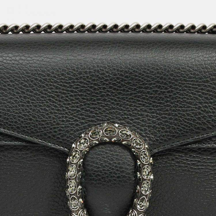 Pre Owned Gucci Black Leather Small Dionysus Shoulder Bag