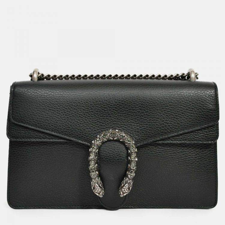 Pre Owned Gucci Black Leather Small Dionysus Shoulder Bag