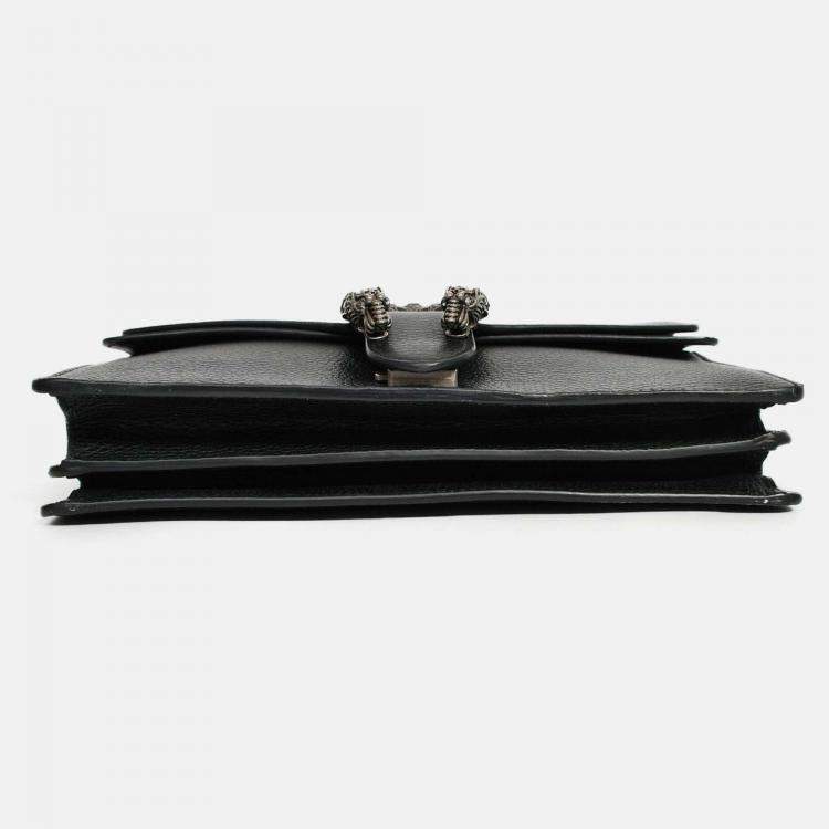 Pre Owned Gucci Black Leather Small Dionysus Shoulder Bag