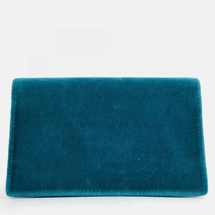 Pre Owned Gucci Teal Velvet Super Mini Dionysus Crossbody