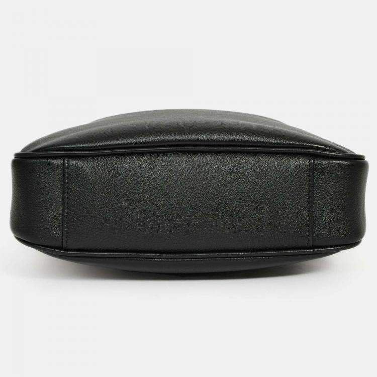 Pre Owned Gucci Black Leather Bamboo Handle Double G Small 'Diana' Bag with Strap