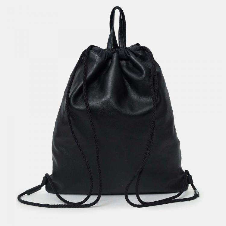 Pre Owned Gucci Black Leather Ghost Printed "Real" Drawstring Backpack