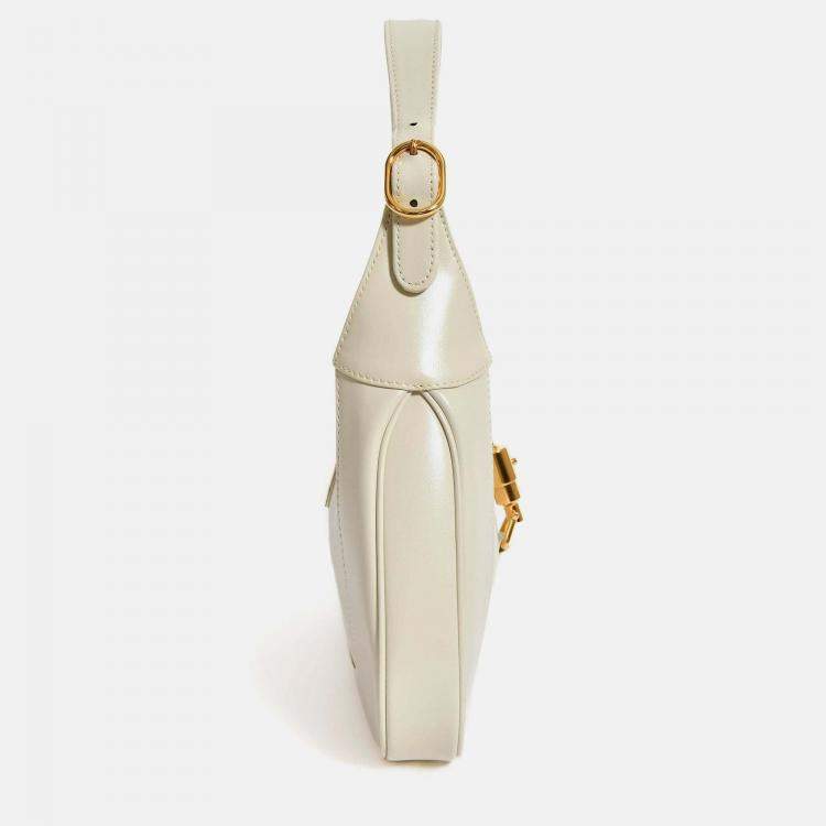Pre Owned Gucci Cream Smooth Leather Jackie 1961 Small Shoulder Bag with Strap