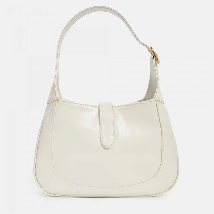 Pre Owned Gucci Cream Smooth Leather Jackie 1961 Small Shoulder Bag with Strap