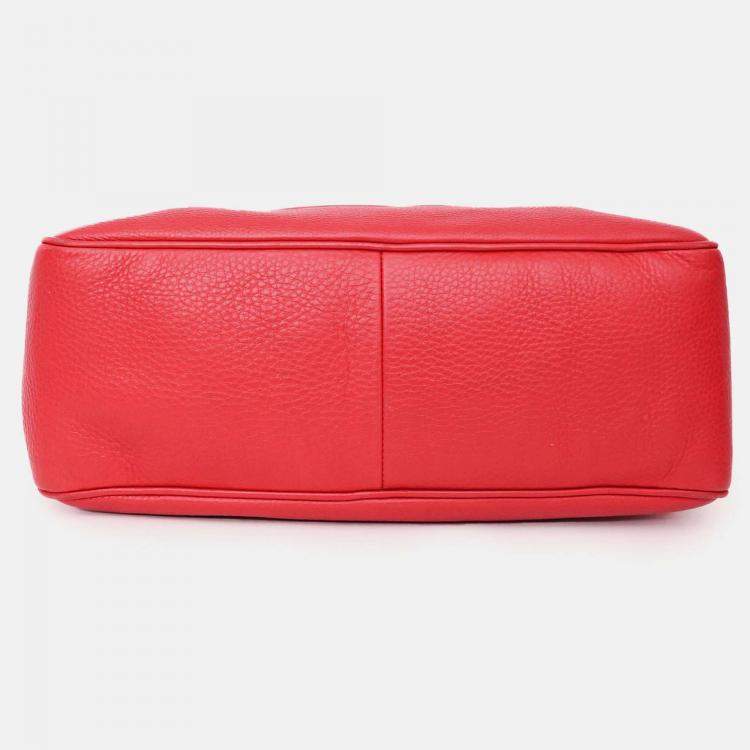 Pre Owned Gucci Red Leather Soho Chain Shoulder Bag