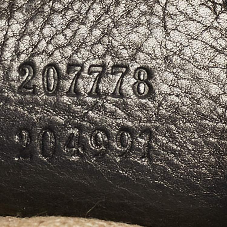 Pre Owned Gucci Embroidered Hysteria Black Leather Hobo