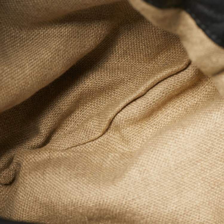 Pre Owned Gucci Embroidered Hysteria Black Leather Hobo