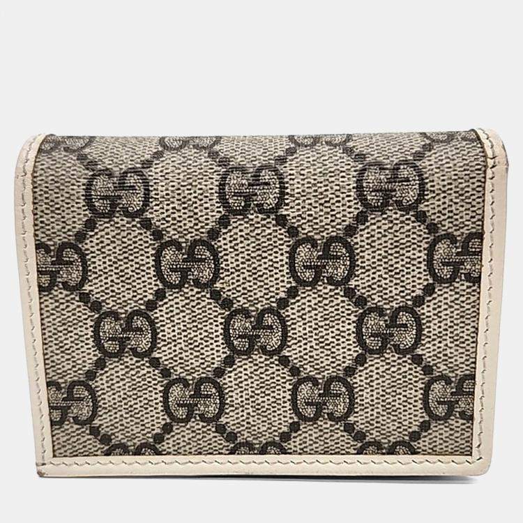 Pre Owned Gucci Beige White PVC 1955 Horsebit Bifold Wallet