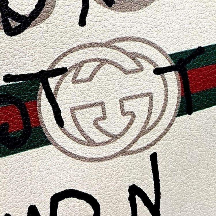 Pre Owned Gucci White Leather Drawstring Backpack