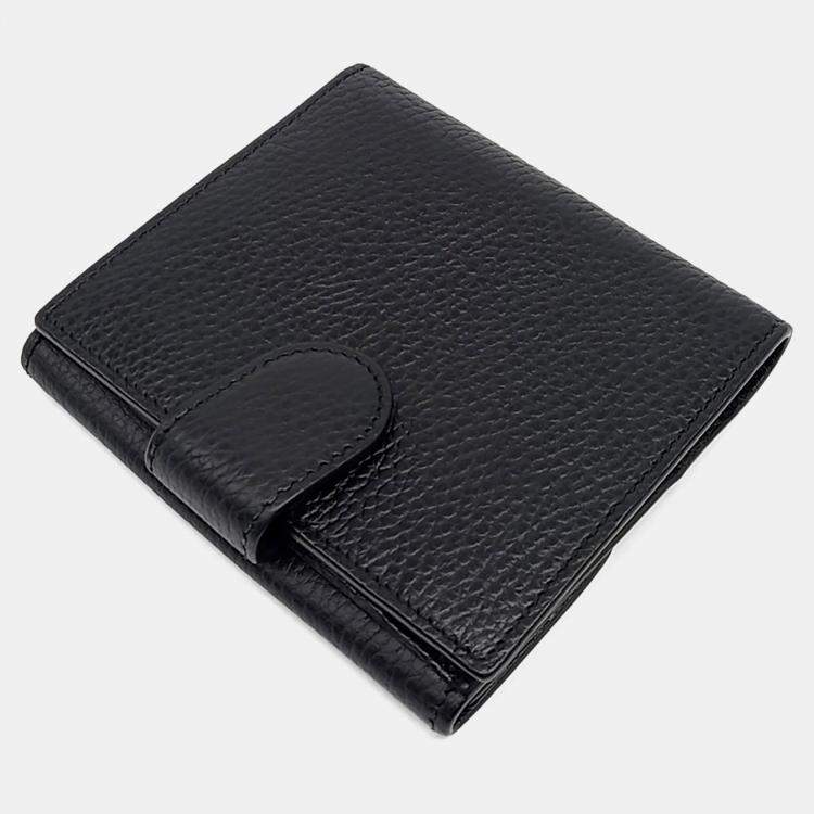 Pre Owned Gucci Black Leather Gg Interlocking Medium Wallet