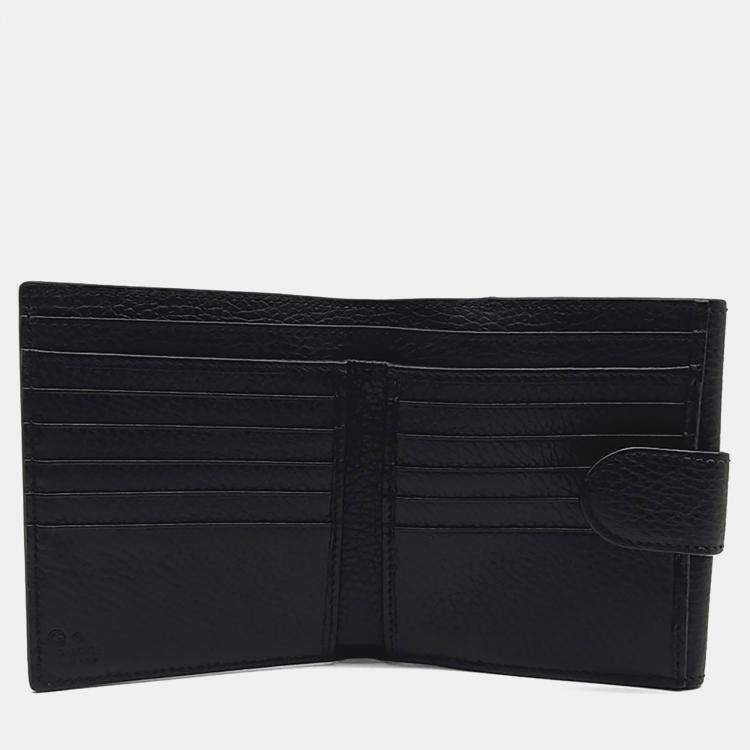 Pre Owned Gucci Black Leather Gg Interlocking Medium Wallet