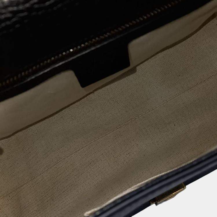 Pre Owned Gucci Black Leather Gg Marmont Tote And Shoulder Bag