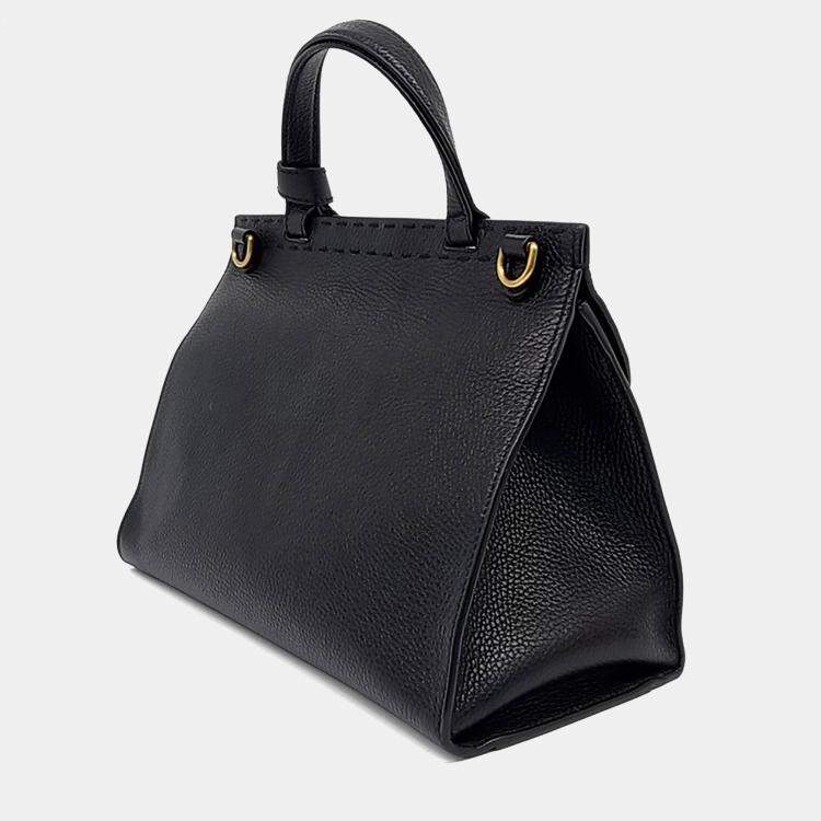 Pre Owned Gucci Black Leather Gg Marmont Tote And Shoulder Bag