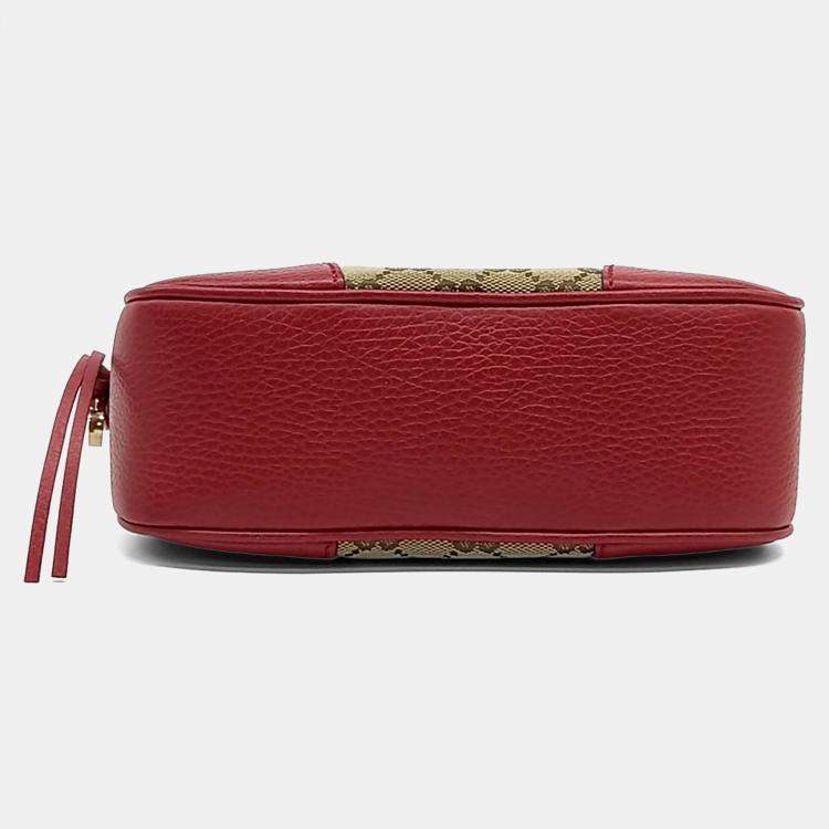 مملوكة مسبقًا Gucci Beige Red Fabric Jacquard Crossbody Bag