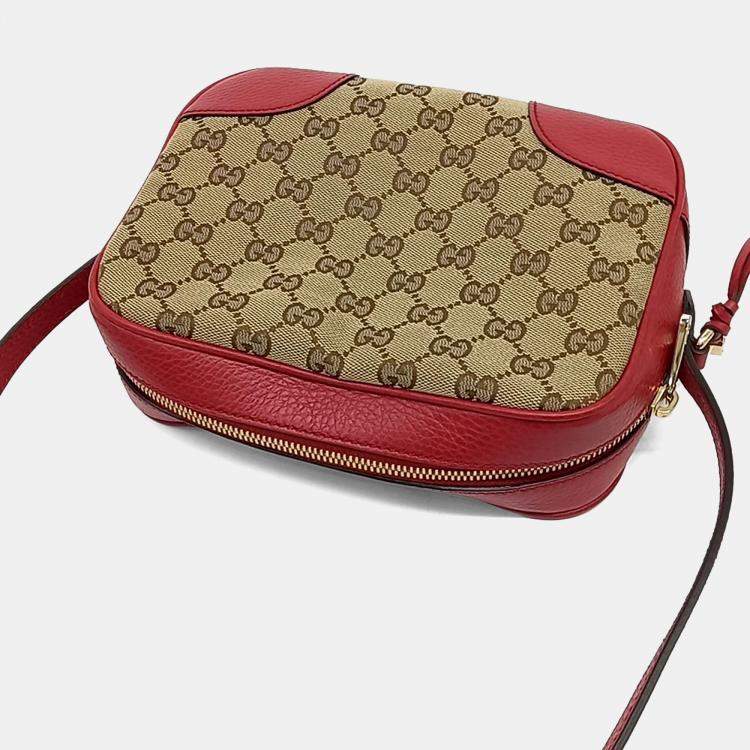 مملوكة مسبقًا Gucci Beige Red Fabric Jacquard Crossbody Bag