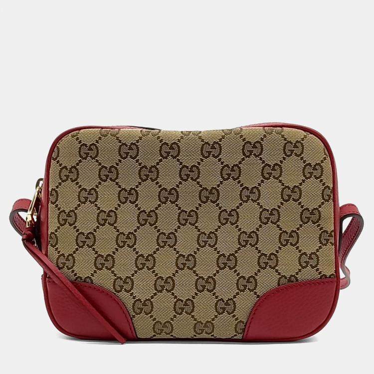 مملوكة مسبقًا Gucci Beige Red Fabric Jacquard Crossbody Bag