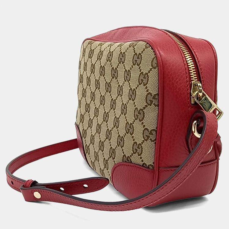 مملوكة مسبقًا Gucci Beige Red Fabric Jacquard Crossbody Bag