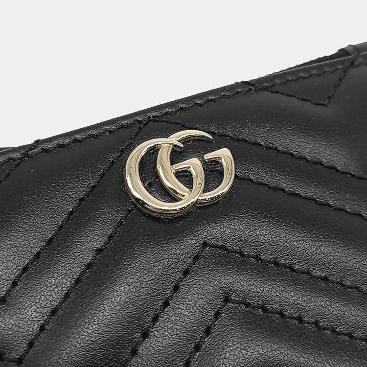 Pre Owned Gucci Black Leather Marmont Card Holder