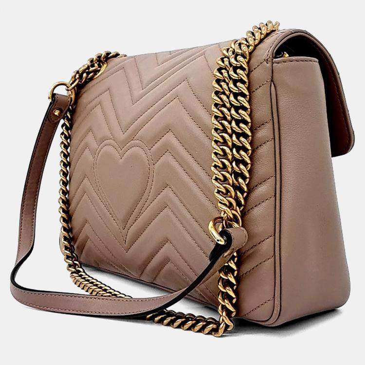 مملوكة مسبقًا Gucci Pink Leather Marmont Matrasse Shoulder Bag