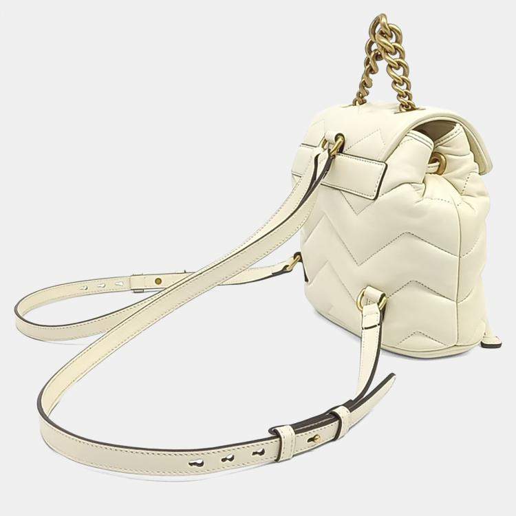 Pre Owned Gucci White Leather Matrasse Backpack