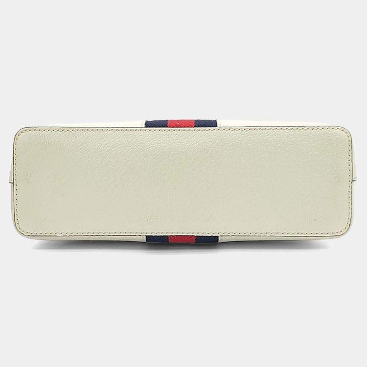 Pre Owned Gucci White Leather Ophidia Crossbody Bag