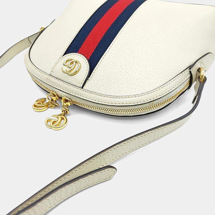 Pre Owned Gucci White Leather Ophidia Crossbody Bag