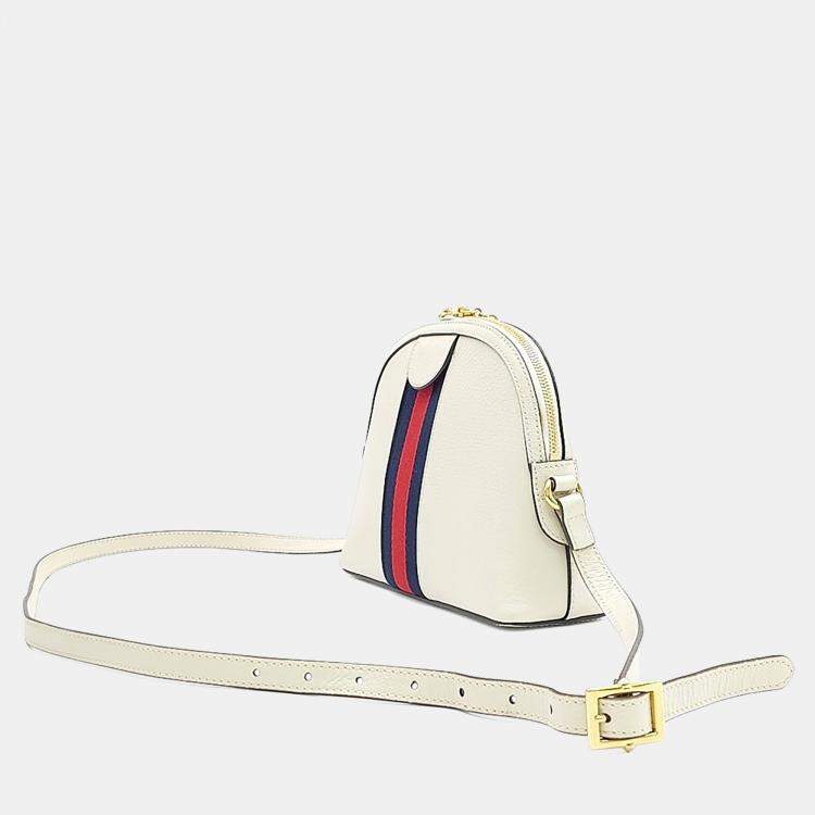 Pre Owned Gucci White Leather Ophidia Crossbody Bag