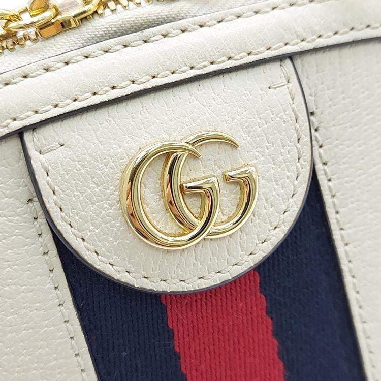 Pre Owned Gucci White Leather Ophidia Crossbody Bag