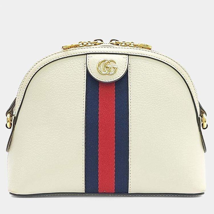 Pre Owned Gucci White Leather Ophidia Crossbody Bag